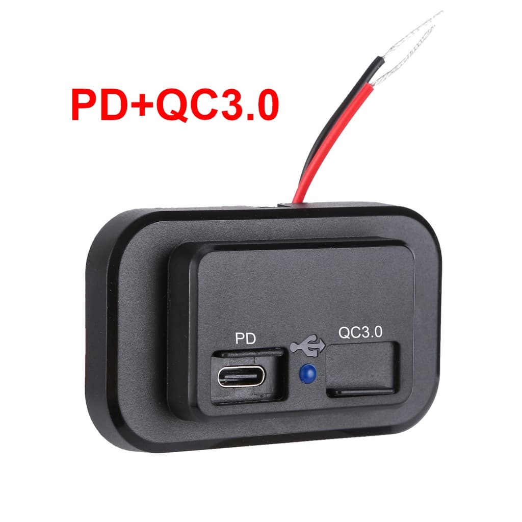 5V 3.1A 4.8A PD Type-C QC 3.0 Car Dual USB Charger Socket for 12V-24V Motorcycle Auto Truck ATV Boat Car RV Bus Power Adapter Outlet Dustproof