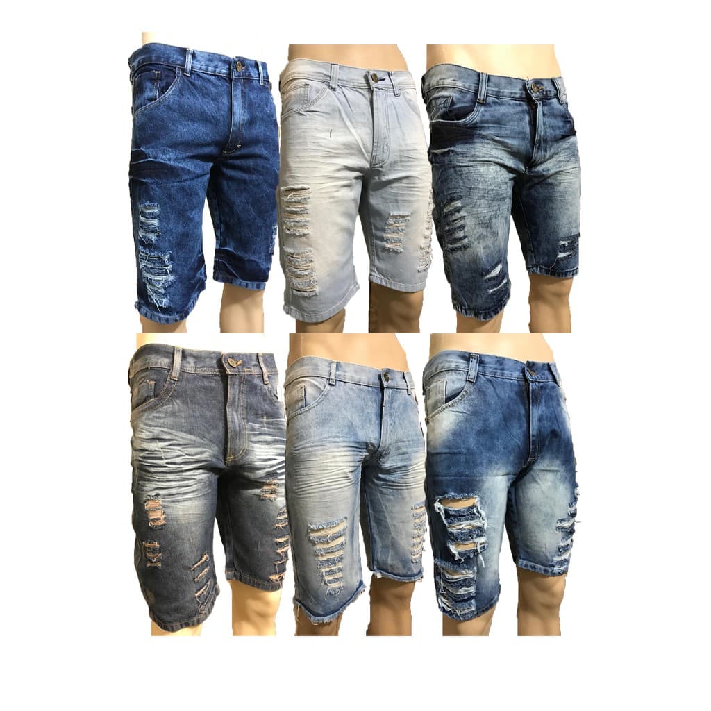 kit 10 bermudas rasgadas colorida cores variadas preço de atacado.