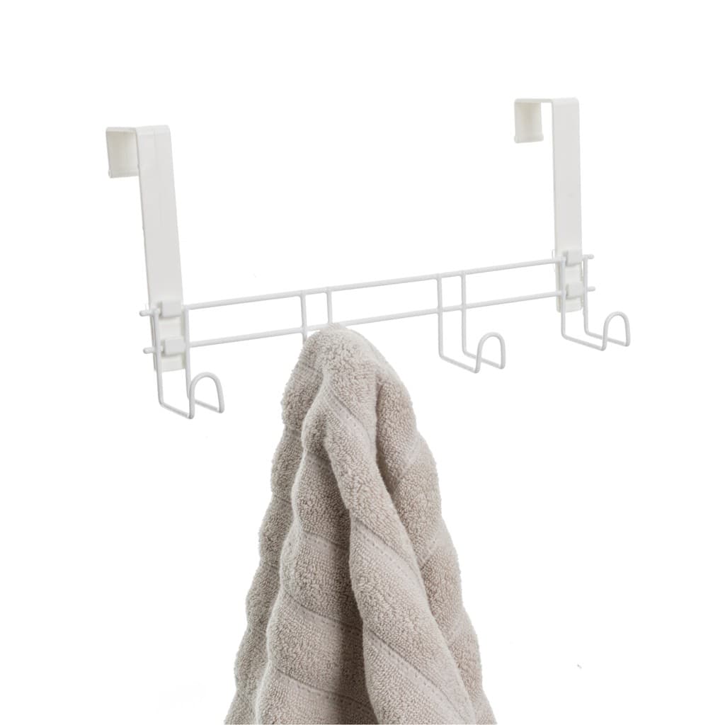 Cabide Com 4 Ganchos Plus Metaltru Toalha Roupa Cinto Branco