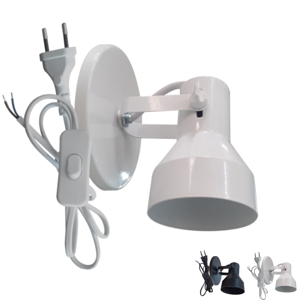 Arandela Luminaria Parede c/ Tomada Interruptor p/ Lampada LED Bulbo PAR20 Soquete E27 Bivolt