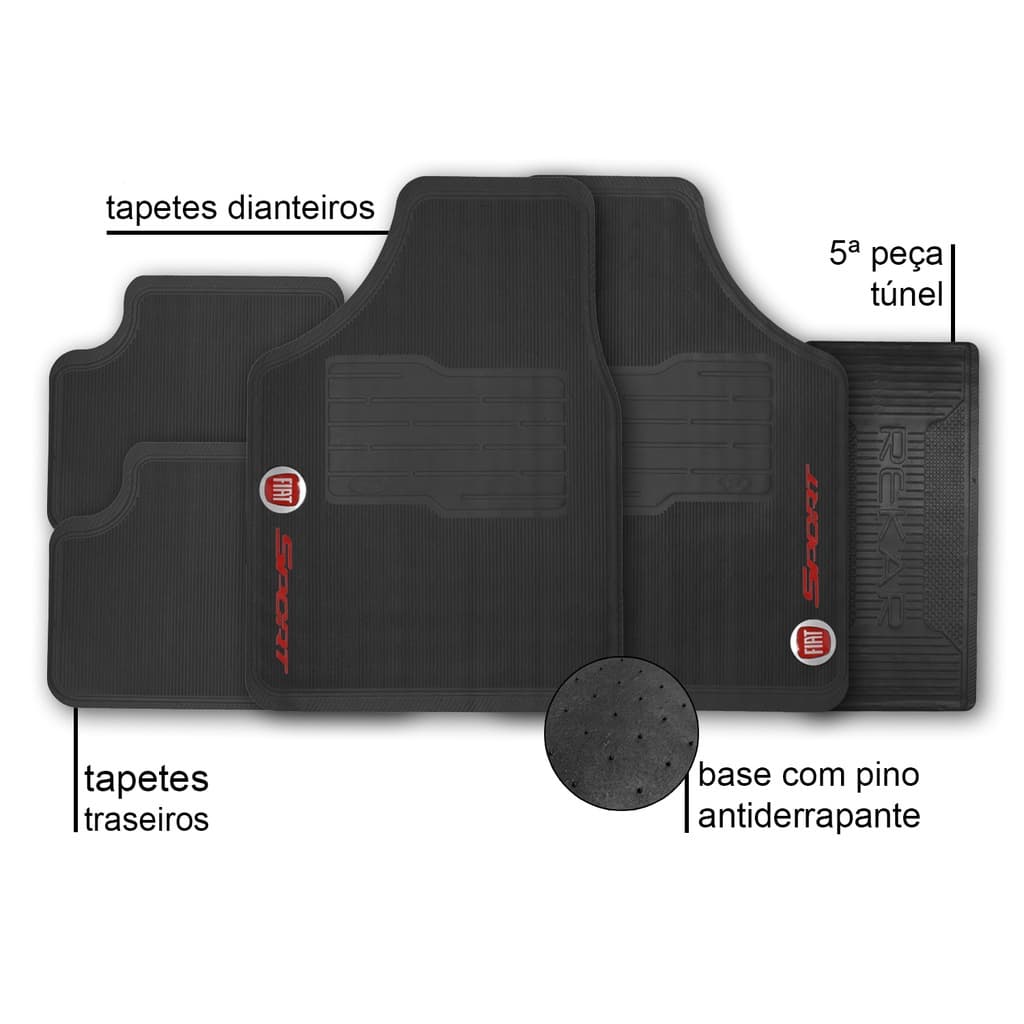 TAPETE FIAT NOVO PALIO VERSATIL BORRACHA 5 PÇAS-TAPETE AUTOMOTIVO-TAPETE PARA CARRO-CARPETE DE CARRO