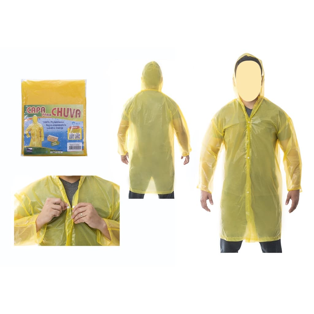 Capa Chuva Adulto c/ botões, Leve e Macia Fino Acabamento e com Solda Eletrônica.