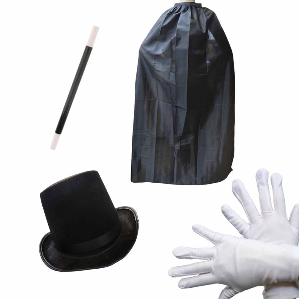 Kit Mágico Luxo (Capa + Varinha + Cartola + Luva Branca)