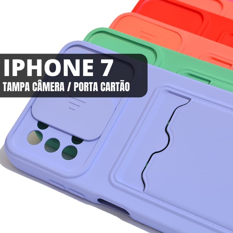 Capa Capinha Silicone TPU Aveludada Protetor Câmera Porta Cartão iPhone 7 8 iPhone SE 2020