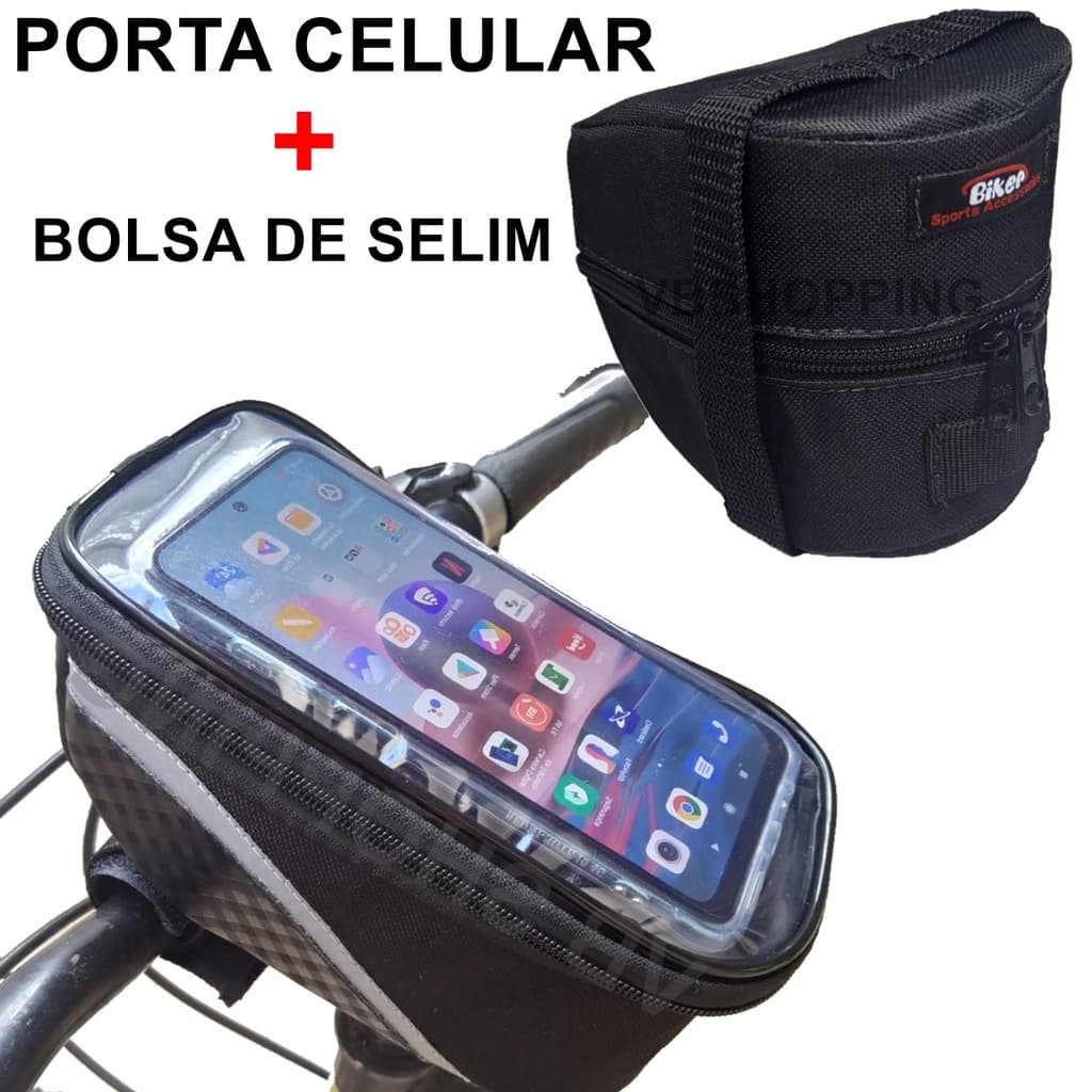 Bolsa Porta Celular Para bike + Bolsa Selim para Bike    Bolsa de Guidao