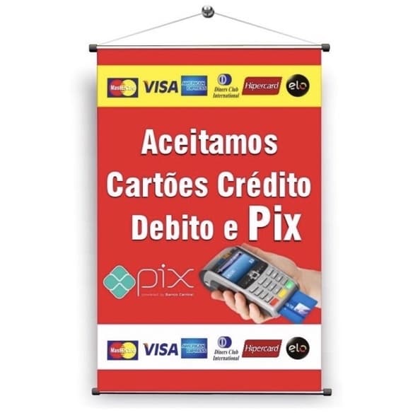 Banner Lona aceitamos cartões e pix