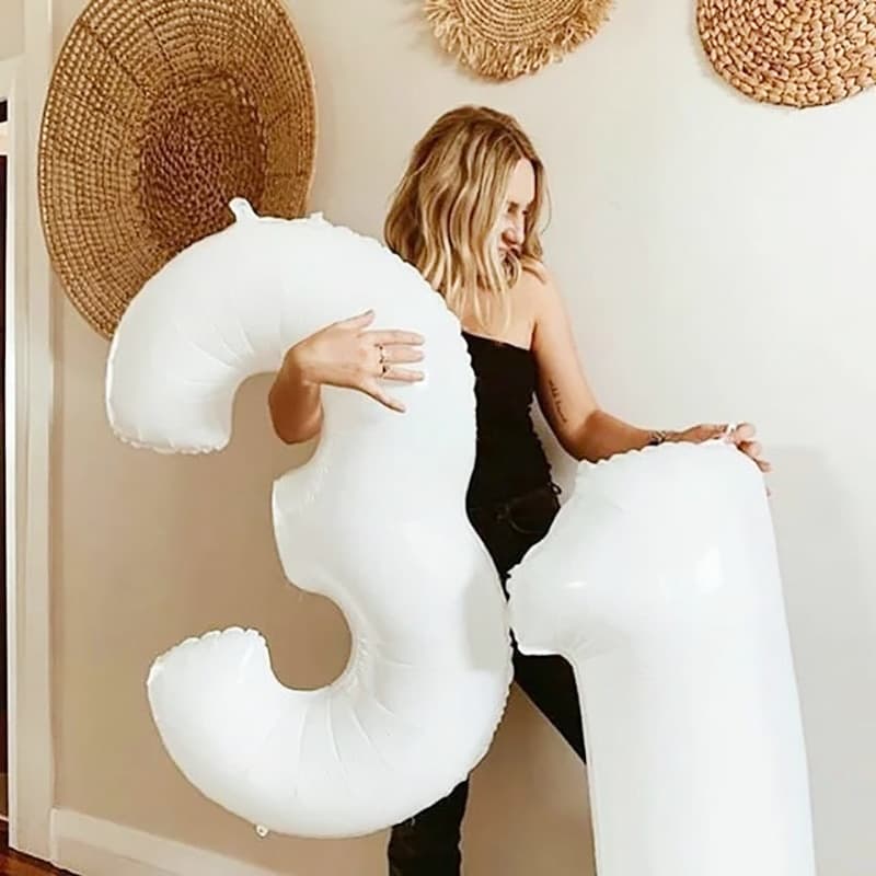 Balões Laminados 0-9 Com Números Brancos De 32 Polegadas Para Decoração De Festa De Aniversário / Casamento