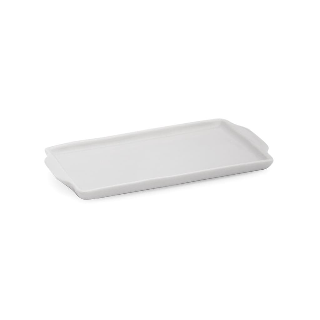 Bandeja de Porcelana Retangular Servir Café 12x20,5 Branco Cafeteria Lanchonete Hotel Hotelaria