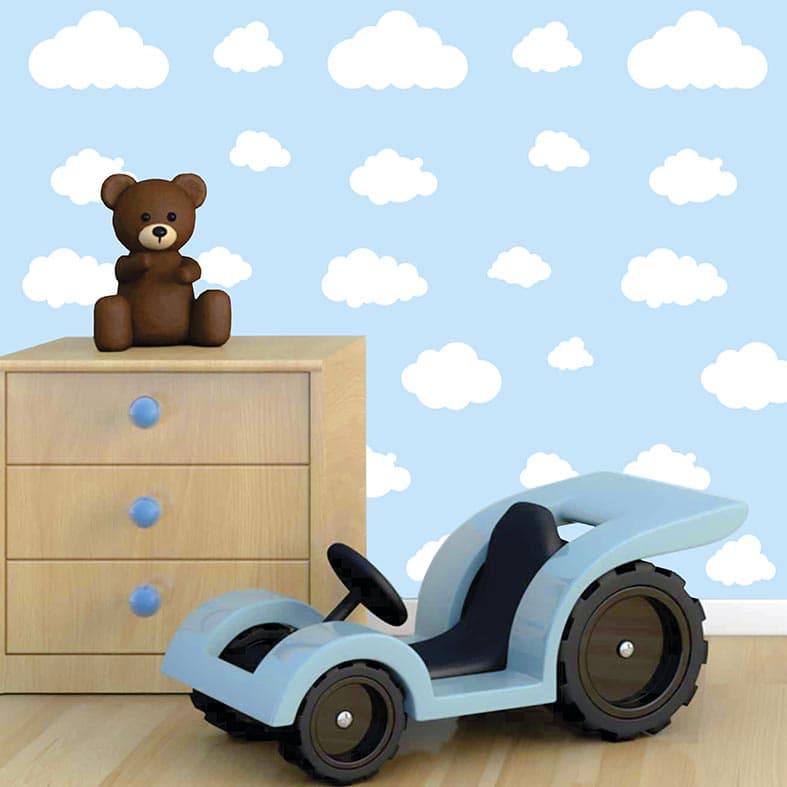 Papel de Parede Adesivo Infantil Céu Azul E Nuvens 3mx50cm