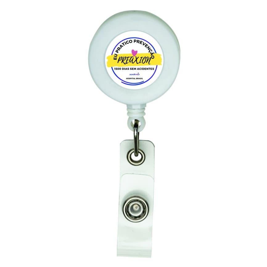 10 Roller Clip's Retrátil Para Crachá Etiqueta Resinadas Qualidade Premium PERSONALIZADO Roller cor BRANCA Logo Empresa