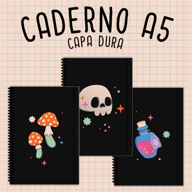 Caderno Wicca A5 Capa Dura e Espiral Lateral