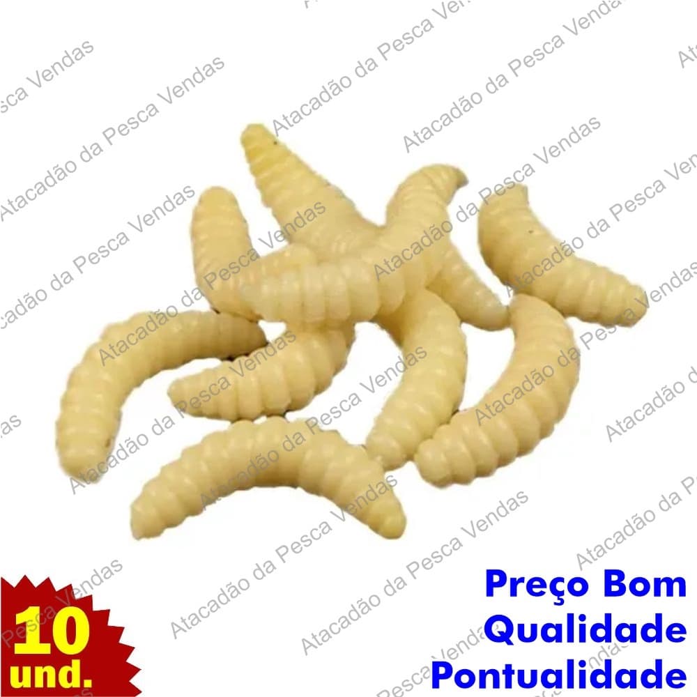 Isca Artificial Pesca Larva Bichinho da Laranja em Silicone Iscas Artificiais para Pesca c/10