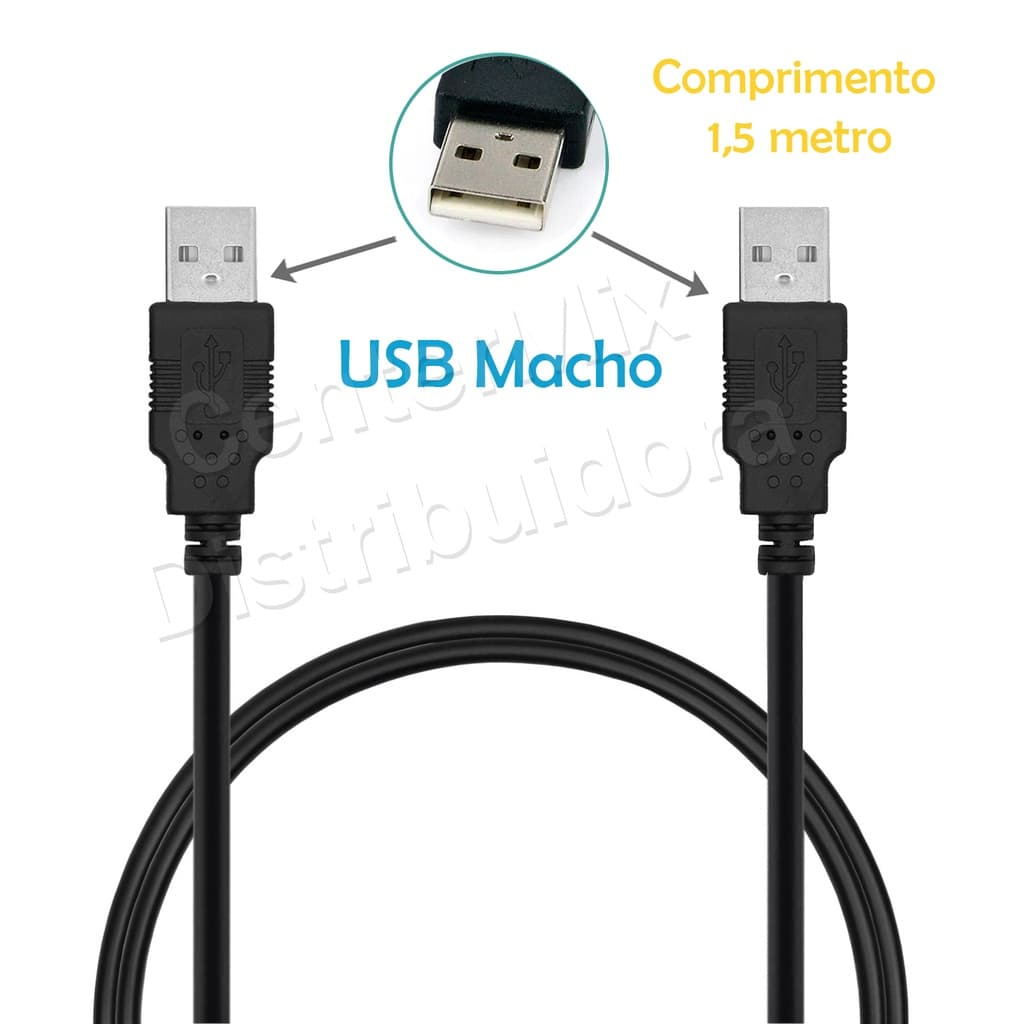 Kit Atacado 10 Cabos Usb 2.0 Macho X Macho 1,5 Metros