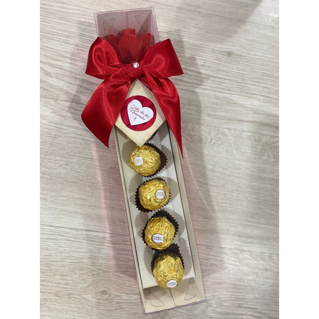 Presente Dia dos Namorados Rosa com  Bombons Ferrero Rocher