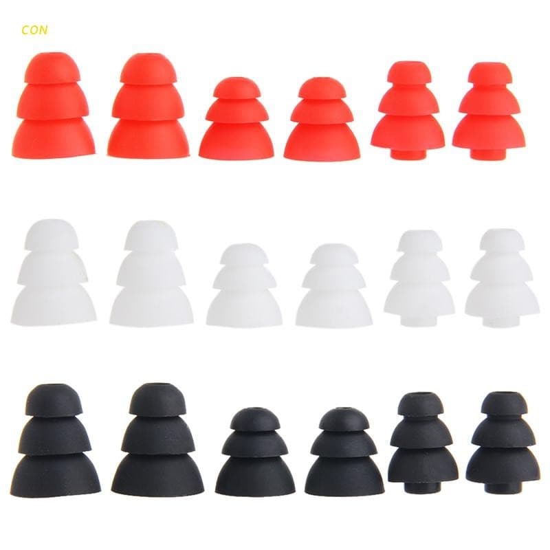 CON 3 Pairs L 3-Layer Silicone In-Ear Earphone Covers Replacement Earbuds