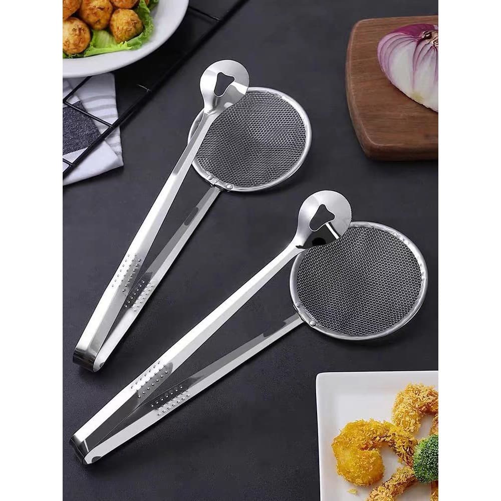 ESCUMADEIRA DE FRITURAS DE INOX COM PEGADOR/Escumadeira Para Fritura Com Pegador Em Inox Batata Frita