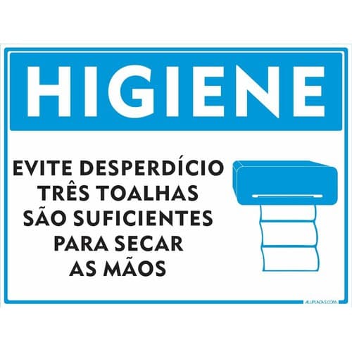 2 Placas Higiene Evite O Desperdício Toalha 30x20cm Alumínio