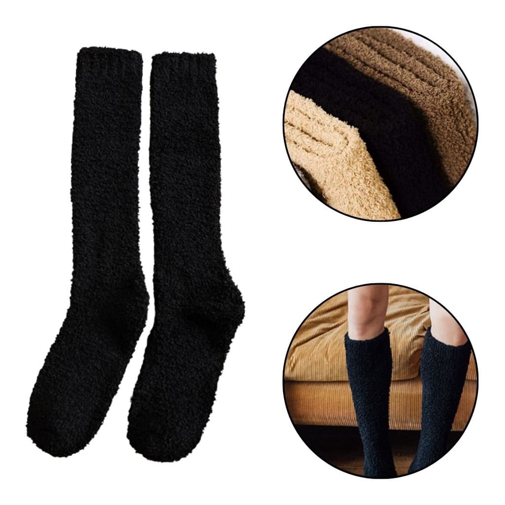 Meia 3/4 inverno pelucia grossa quente unissex altura do joelho meias longas moda inverno - 1par
