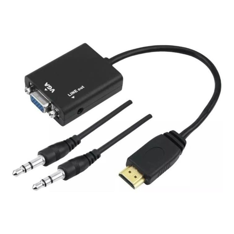 Cabo Adaptador Conversor Hdmi Para VGA Com Saída P2 De Áudio HDMI x VGA