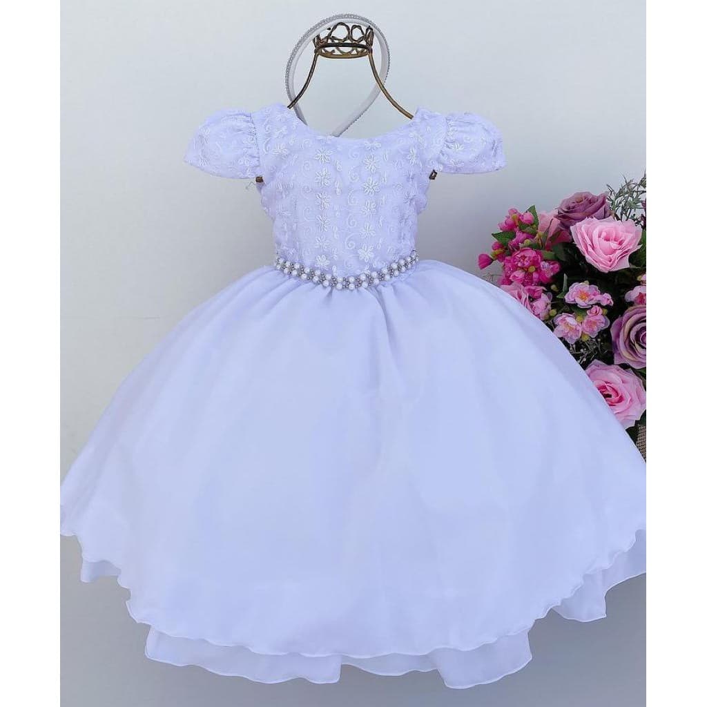 Vestido de Festa Batizado Daminha Infantil Juvenil Luxo
