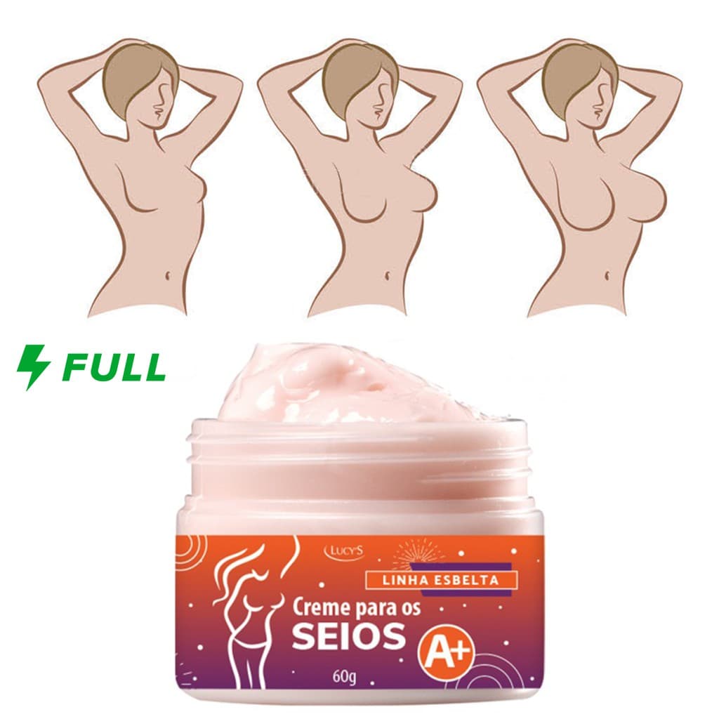 Creme para Seios A+ 2 em 1: Aumenta e Firma Peitos Pequenos e Flácidos 60g Commipheroline, Adipofill e Raffermine Lucy's