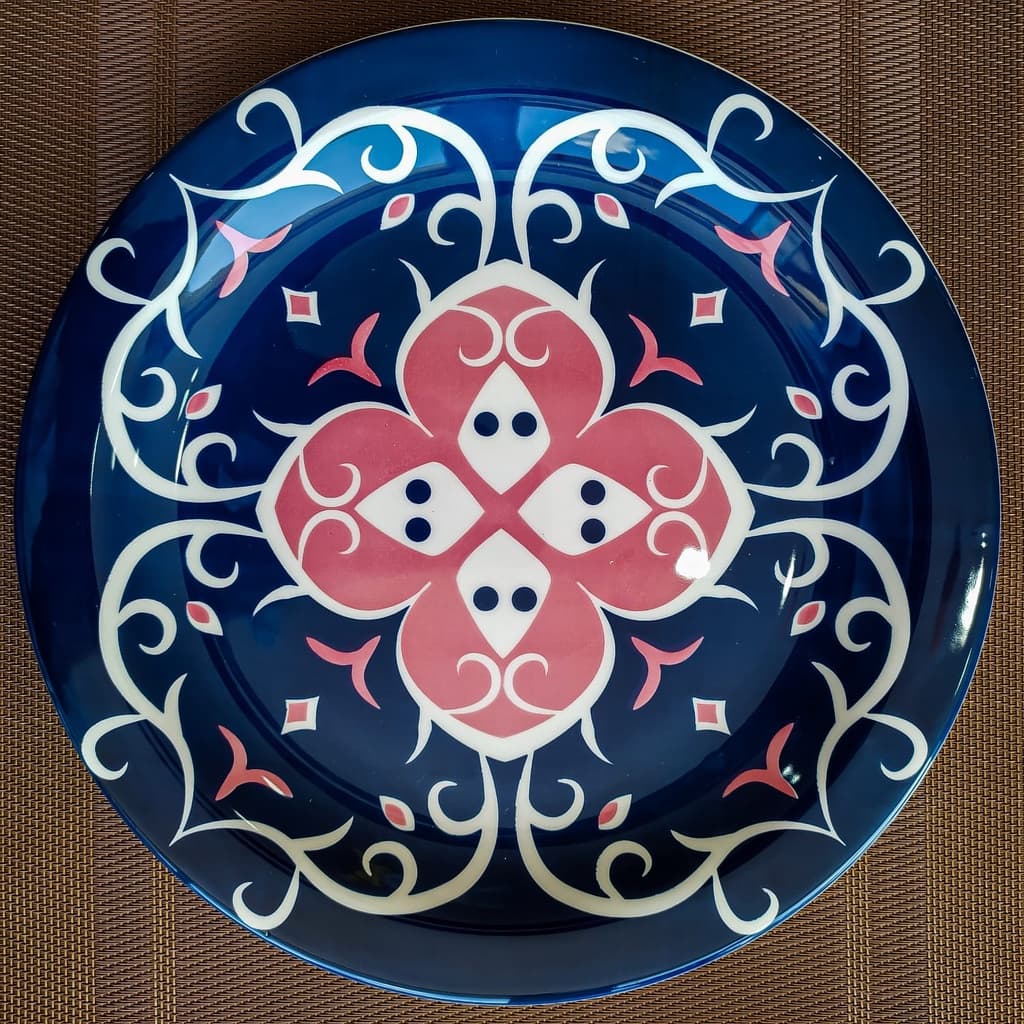 Pratos Raso de Cerâmica Arabesco Redondo 25,5 cm, Prato de Jantar Floreal Hanna - Oxford