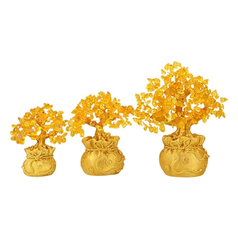 Enfeites De Mesa De Árvore Da Sorte De Cristal Amarelo Aconchegante Decoração De Dinheiro Feng Shui