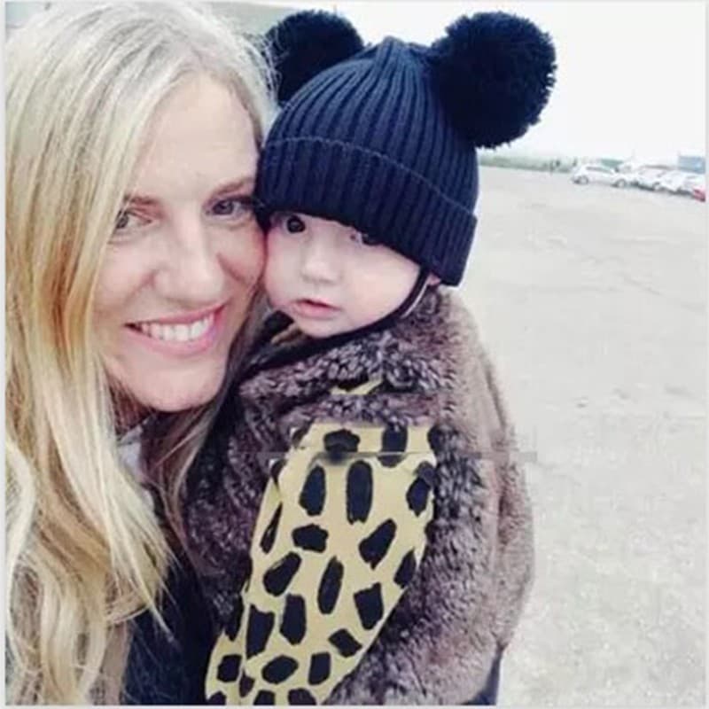 Bola Dupla De Malha Inverno Quente Bonés Bebê Meninos Meninas Criança Crochê Gorro Hairball Orelha Chapéu Bonito C