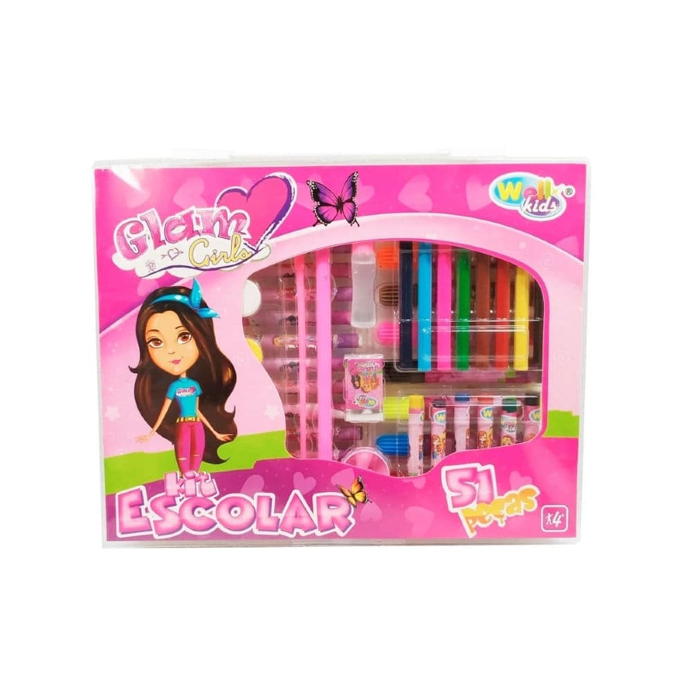 Estojo Maleta de Pintura Escolar Infantil Glam Girls 51 Pçs