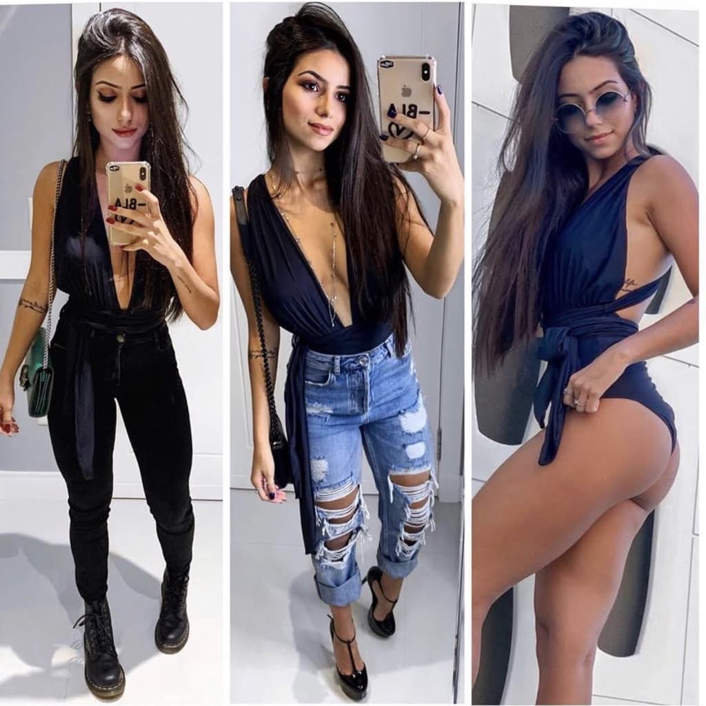 Body Maio Feminino Transpassado Multiformas Varias Formas Alça Larga com Bojo Alfaiataria em Suplex Premium