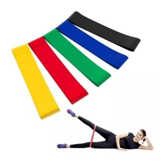 Kit 5 Faixas Elásticas Exercício Multifuncional Yoga Fisioterapia Pilates Treino Calistenia Academia