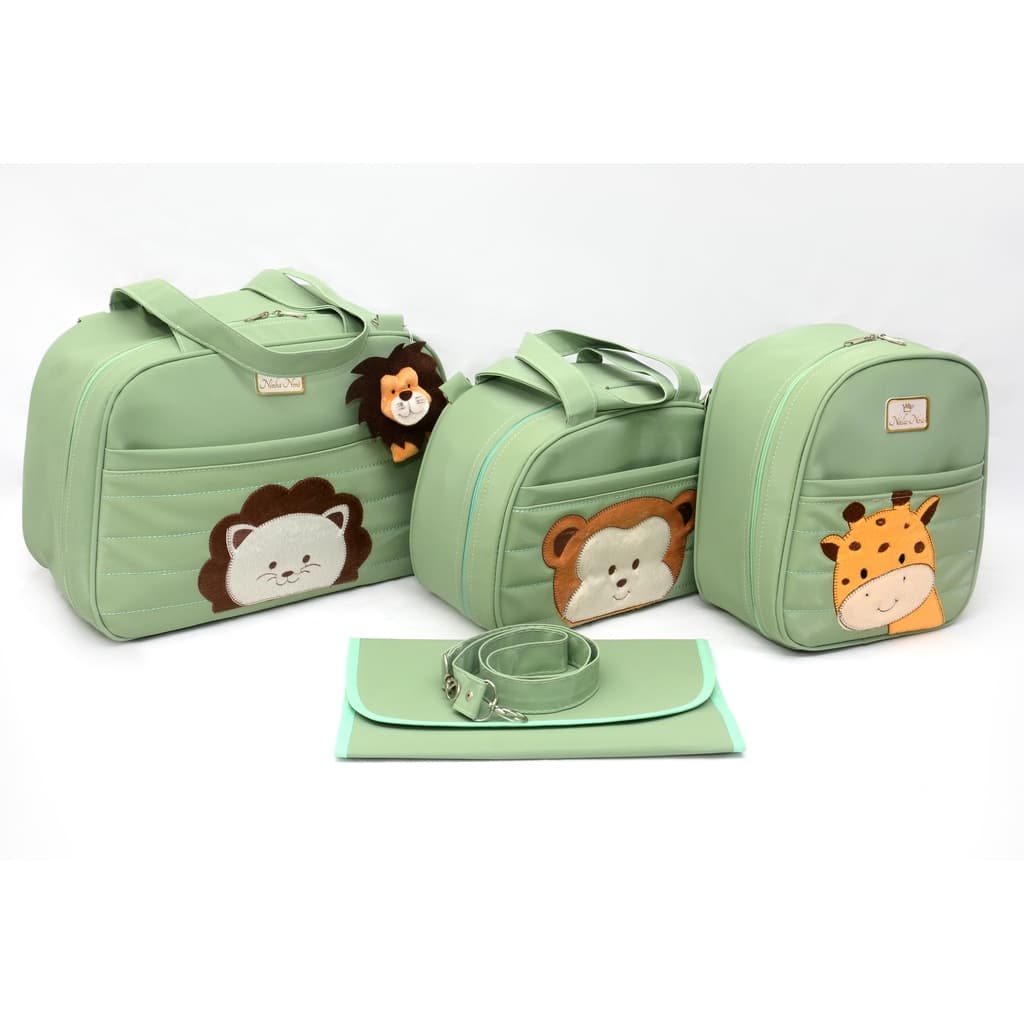Kit Bolsa/Mala Maternidade Masculino 4 Peças Bebê Safari Luxo