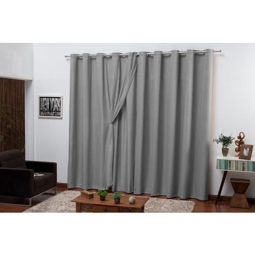 Cortina De Voil Com Forro Blackout Em Tecido 9,00x2,80 Sala e Quarto Corta Luz
