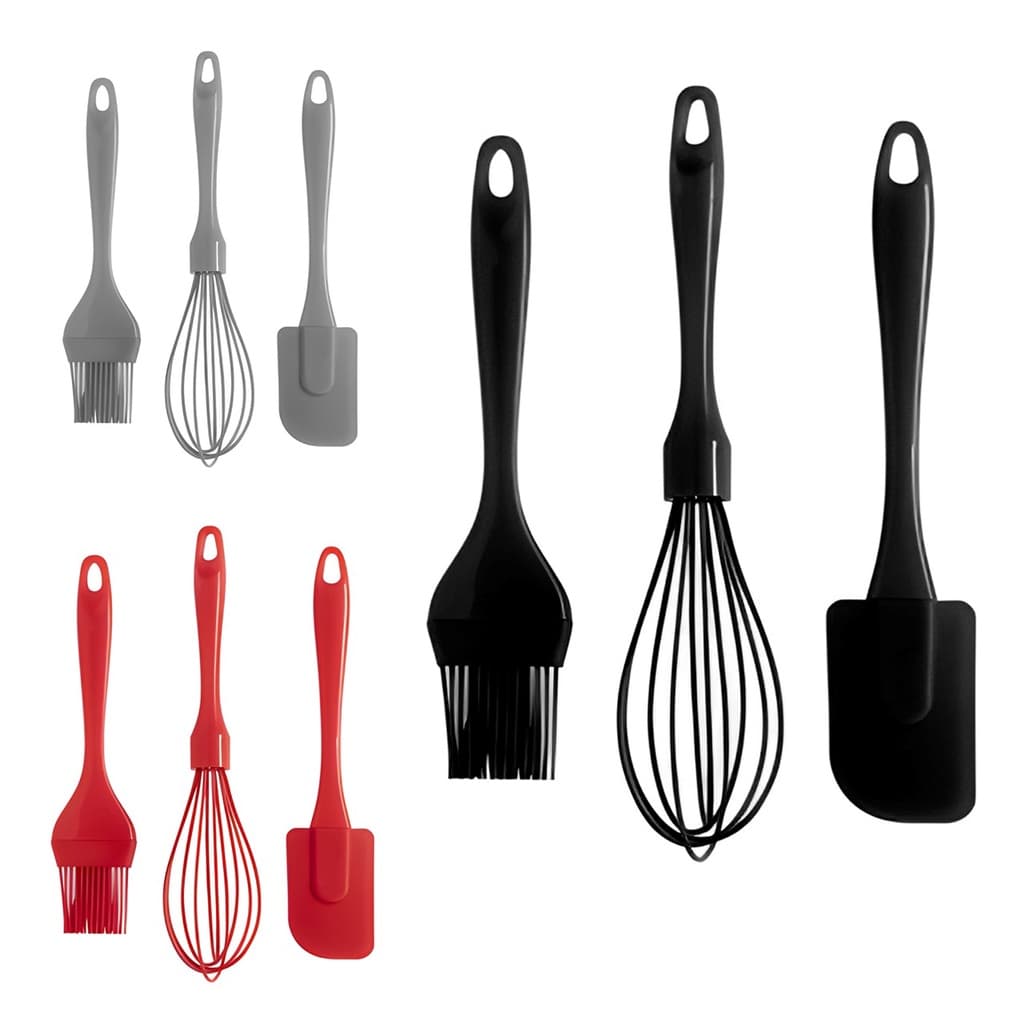 Kit 3 Peças Espátula, Pincel Culinário e Batedor de Silicone