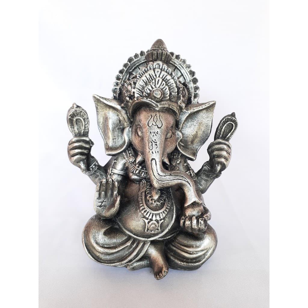 Ganesha Hindu Deus Sorte Prosperidade Sabedoria Resina Prata