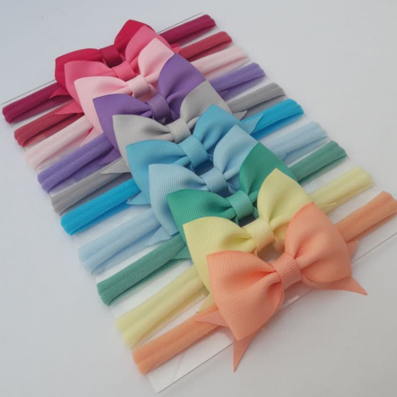 Kit 10 Faixas/Tiaras de cabelo para bebê Laço Gravatinha com pontas