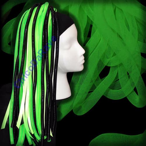 Crinolina Tubular Verde Fluorescente Cyberlox Cyber falls Cybergoth 54 metros - Brilha na luz negra