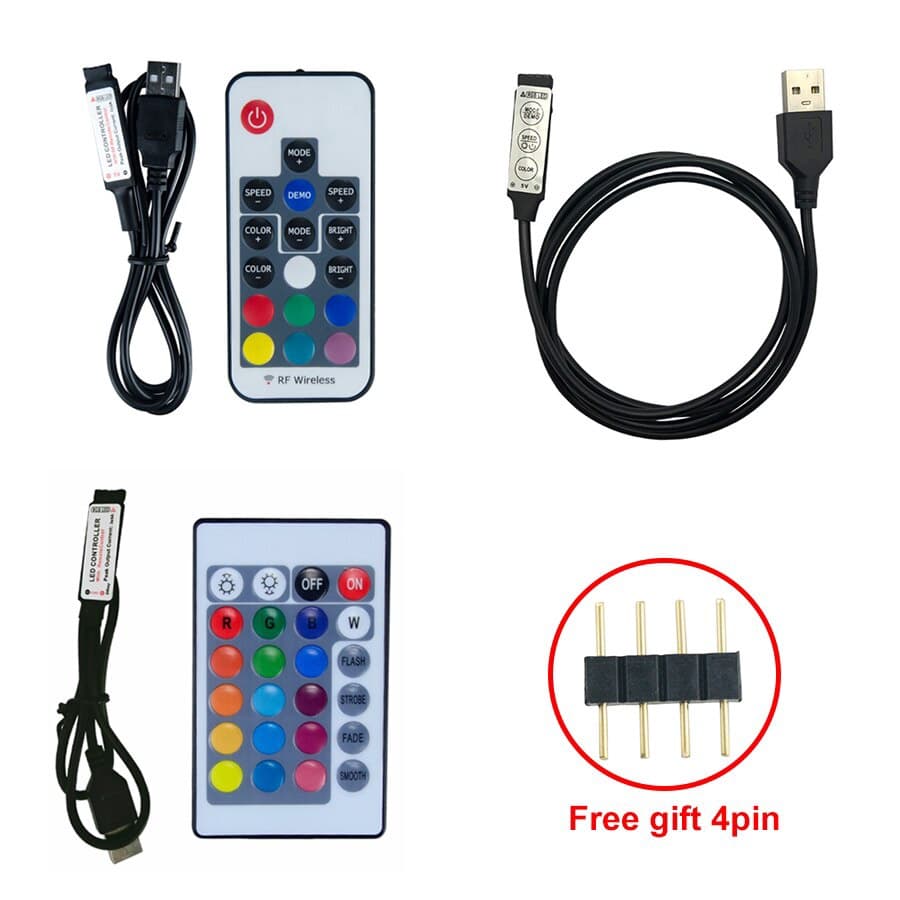 Tira Conduzida Luz Rgb Usb Led Strip Ir Rf Controlador Remoto 17key 24 Chave 3528 5050 2835