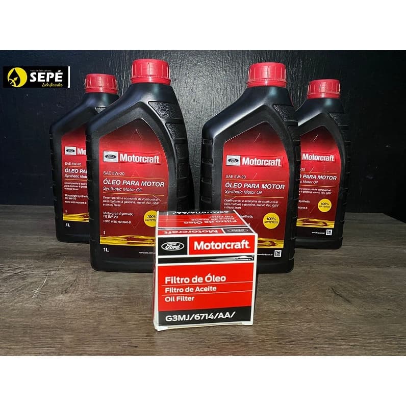 Kit 4 LITROS DE OLEO E FILTRO DE OLEO MOTOR MOTORCRAFT 5W20 SP 100% SINTETICO