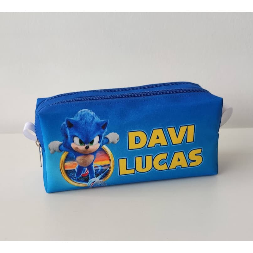 Estojo escolar Sonic, bolsinha escolar