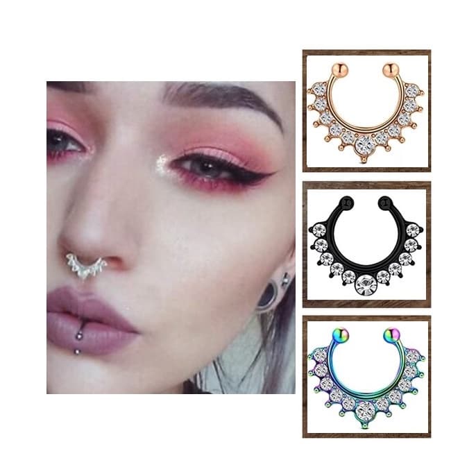 Piercing Septo Fake Nasal Falso Nariz Brilhante Strass 1,80 cm ~