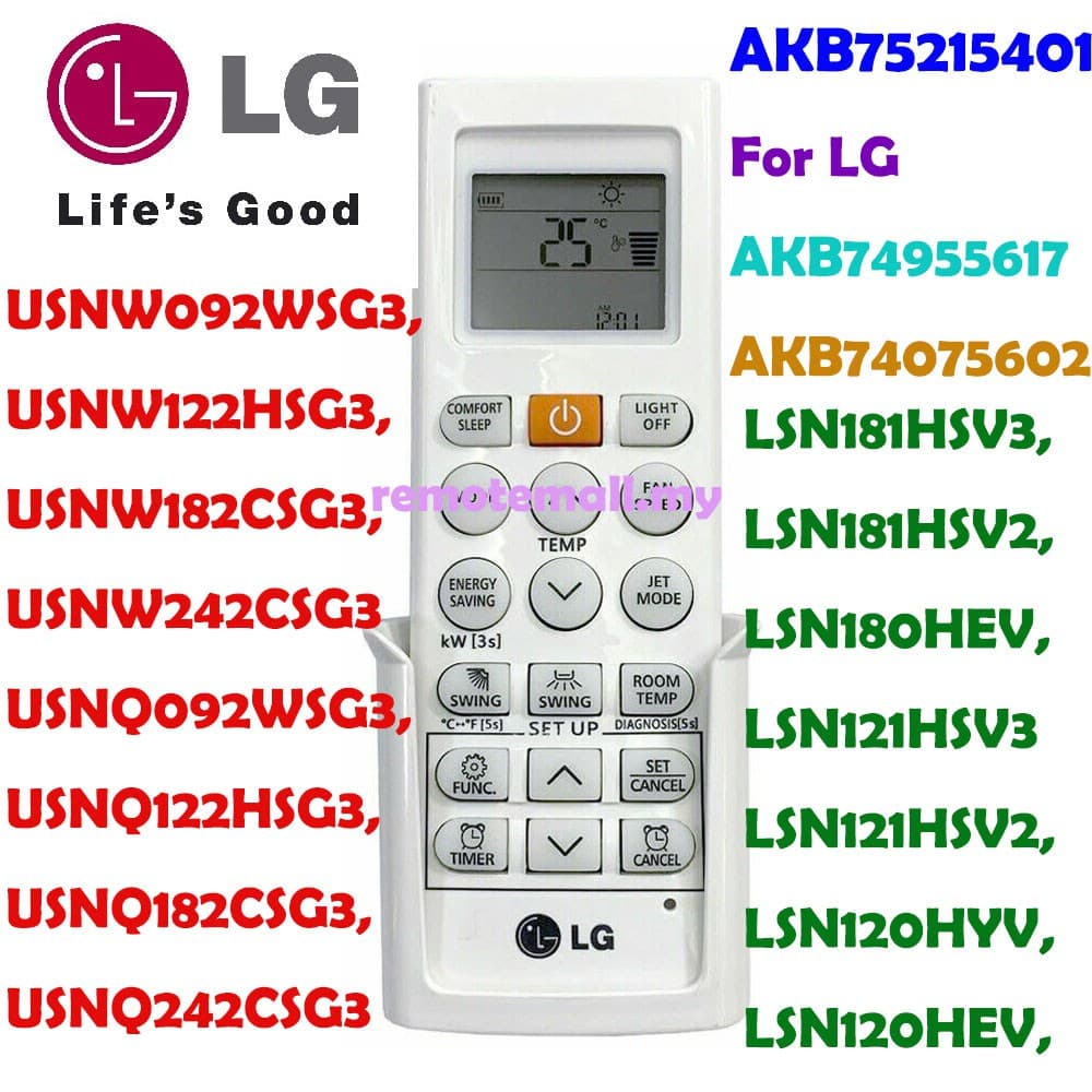 ANWBBRZ Novo AKB75215401 Para LG Ar Condicionado AC Controle Remoto AKB74955617 Akb AKB74075602 USNW092WSG3 LVNC54BLLA0