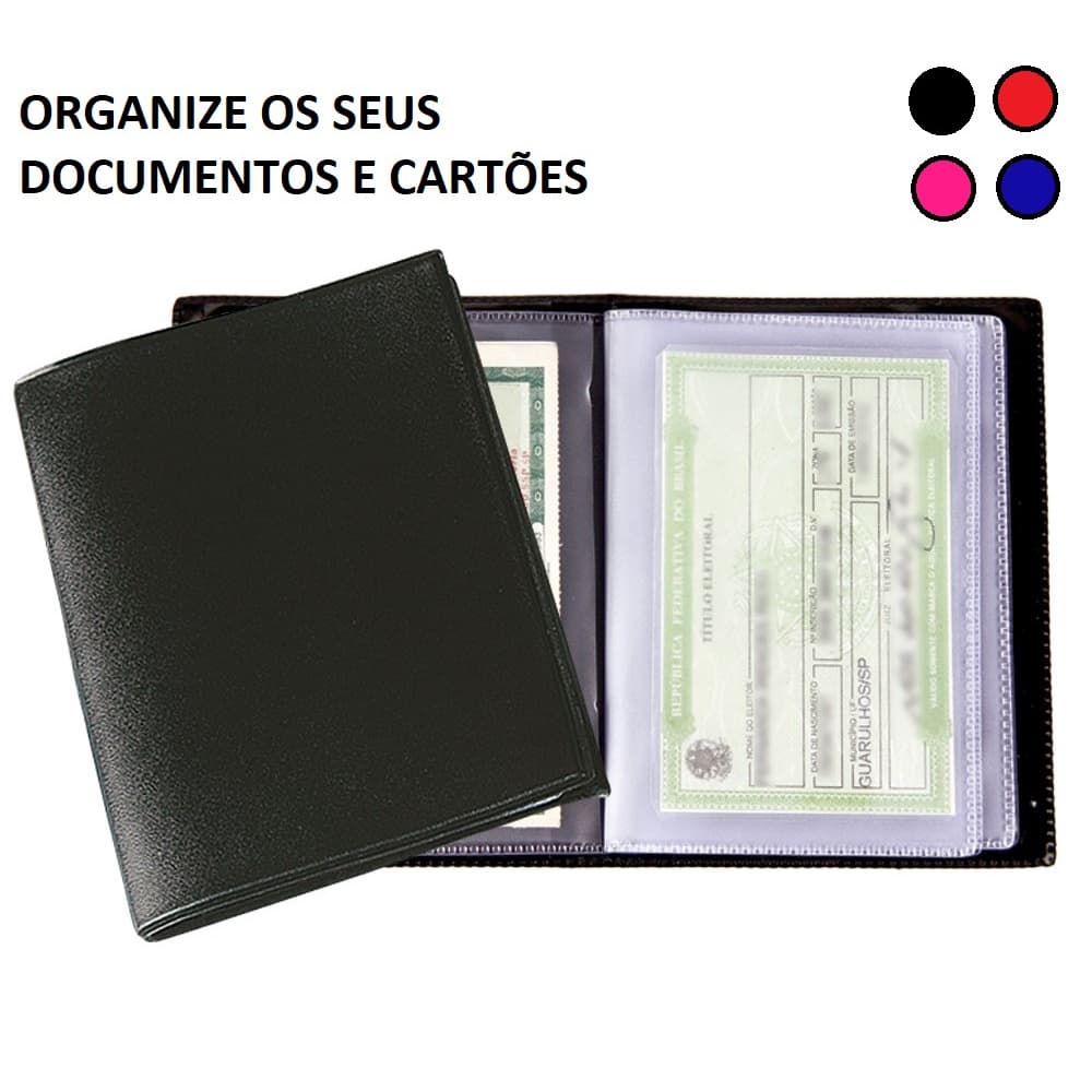 Porta Documentos Cartão Bilhete de Bolso 16 Lados 8 Páginas Carteira Organizador