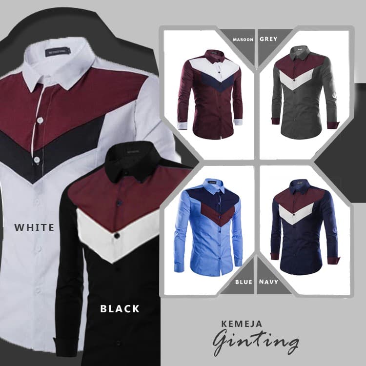 KEMEJA Camisa GINTING De Manga Comprida FORMAL SLIM FIT Modelo De Atacado Masculino HEM