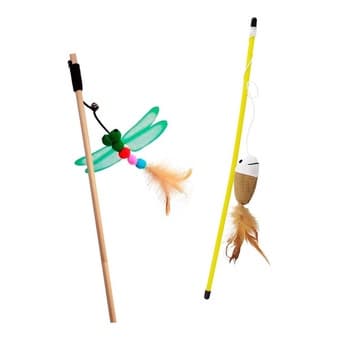 Brinquedos Para Gatos Varinha Inseto Guizo E Peixe Cat Happy