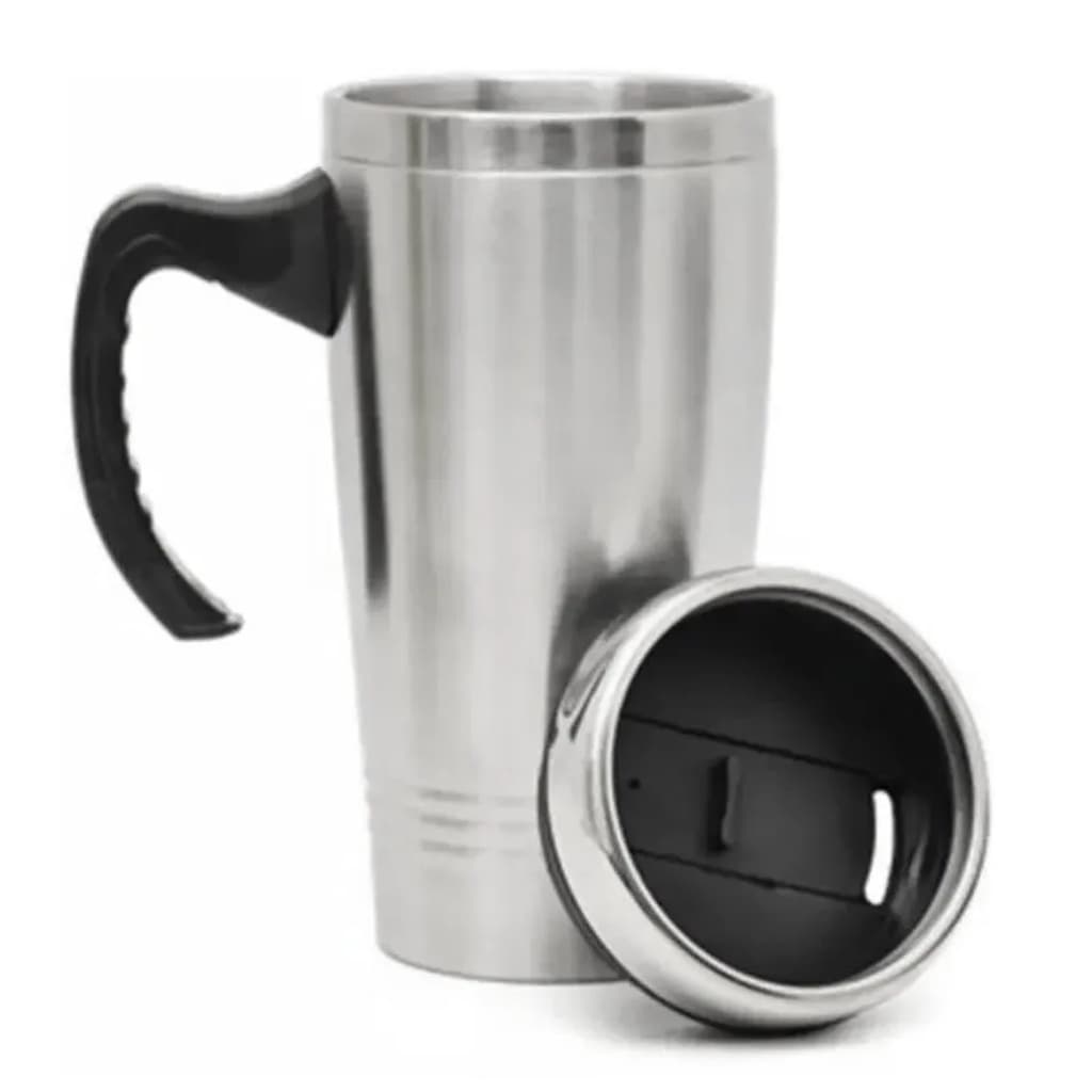 kit 2 - Garrafa Copo Inox 450ml Alça Plástico Tampa Cerveja Suco Café