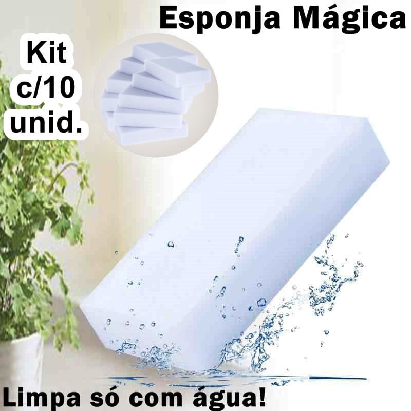 Kit Esponja Mágica Melanina que limpa só com água 10 UNIDADES - Limpeza sem detergente ou sabão