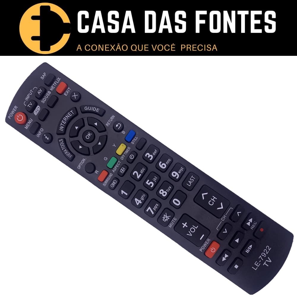 Controle Remoto Tv Panasonic Netflix Internet 3D 7922