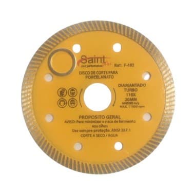 Disco de corte para porcelanato diamantado turbo fino 110x20mm Saint plus