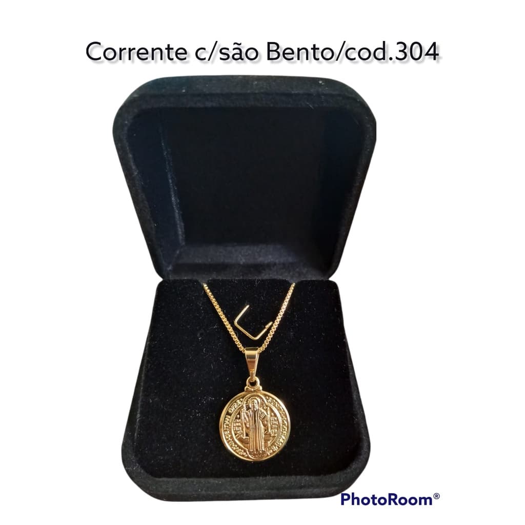Medalha de São Bento com corrente - Semijoia - 304
